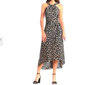Gigi Parker Hi-Lo Halter Dress NWT Animal Print